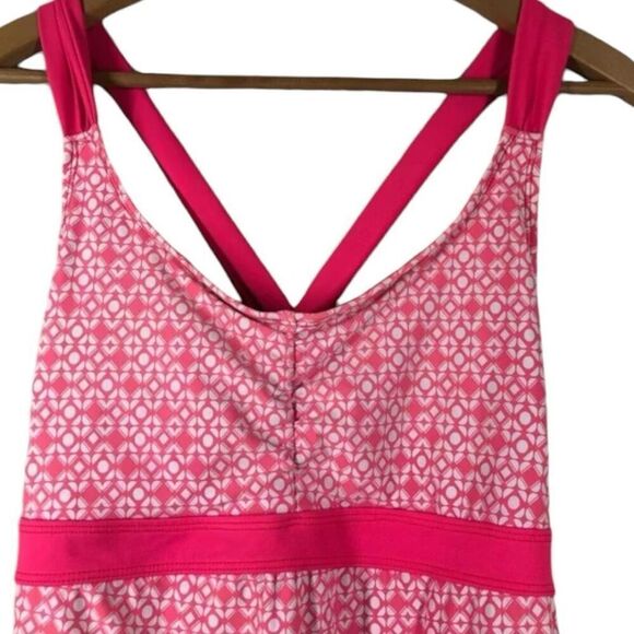 Title Nine Respite Swim Sun Dress Size Large Cross Back, Pink and White - Picture 3 of 8